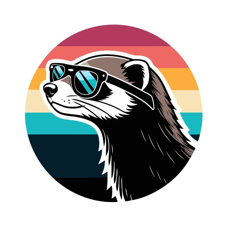 Frettchen-Silhouette Retro-Regenbogen