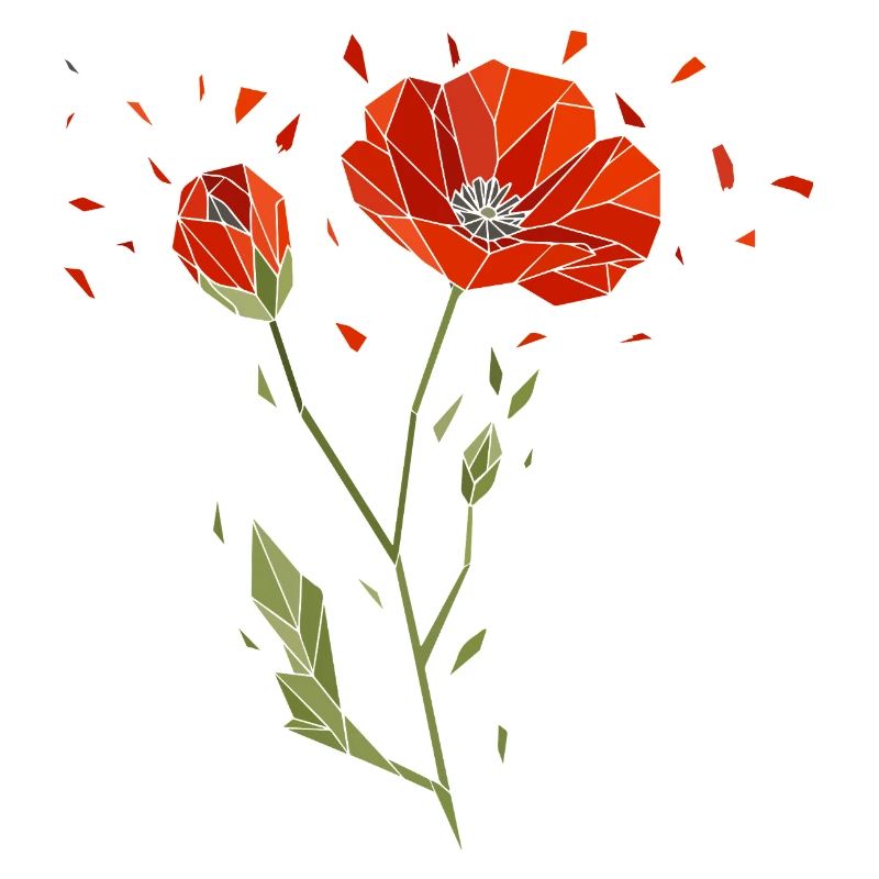 Geometrische Mohnblume Low Poly Blumen Design 