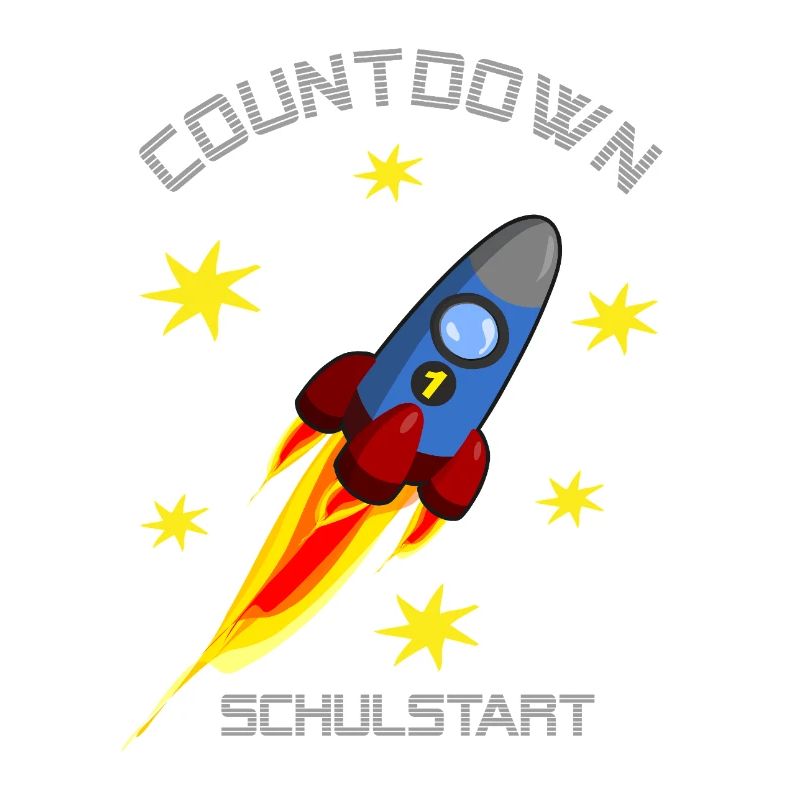 Rakete mit gelben Sternen - Countdown Schulstart