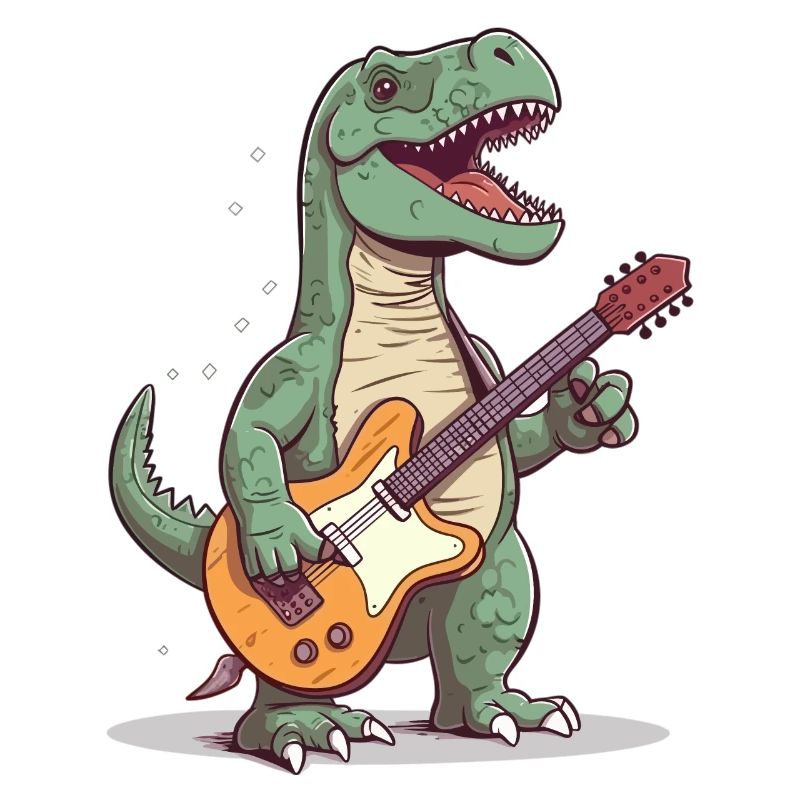 Dinosaur with guitar for musicians