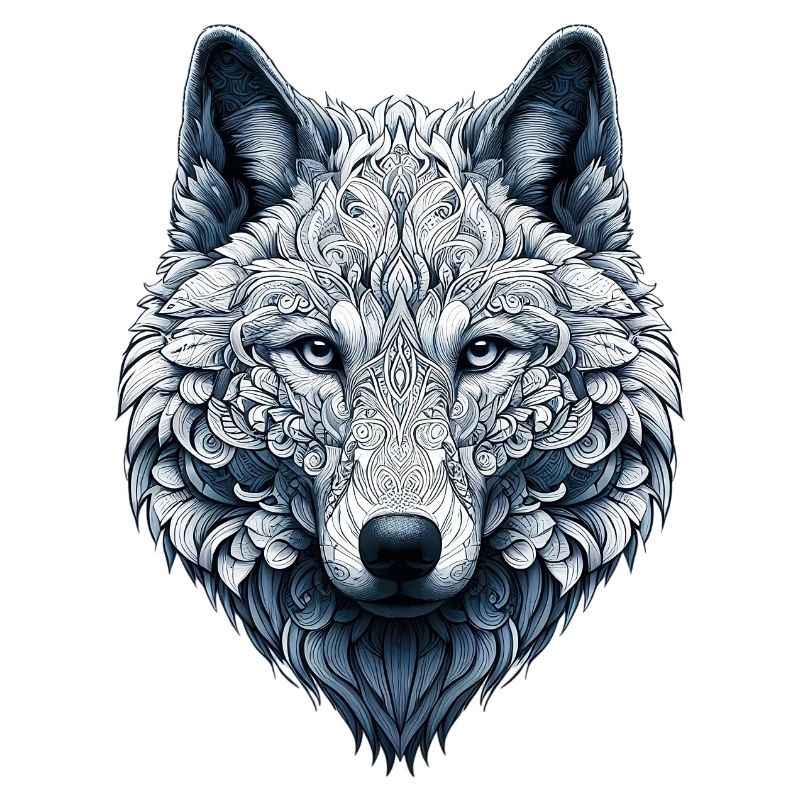 Loup décoré de Mandalas