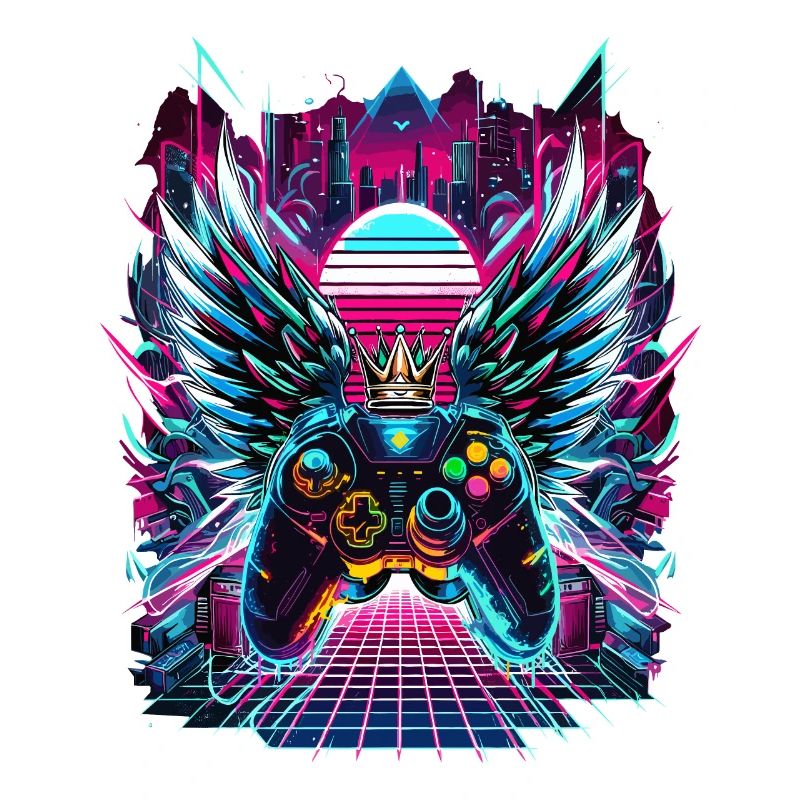 Synthwave Sunset Gamer Controller