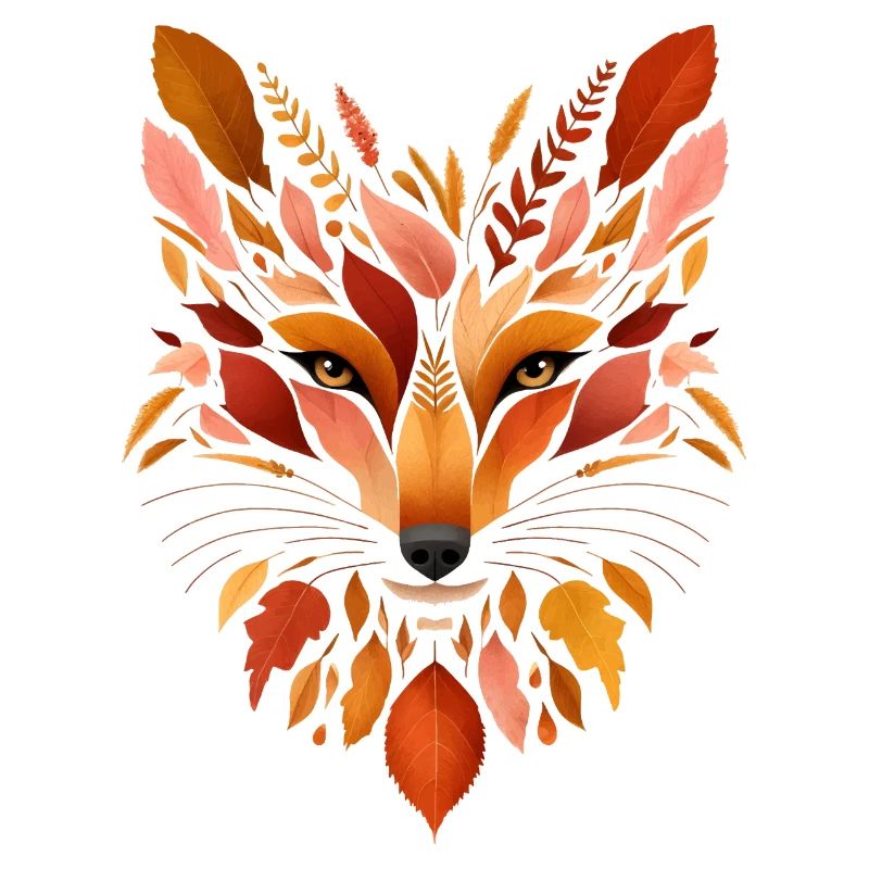 Fox head designed from different leaves