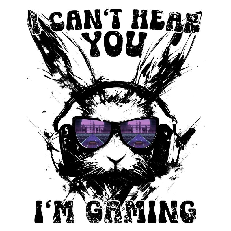 I Can't Hear You I'm Gaming Retro Hase Synthwave