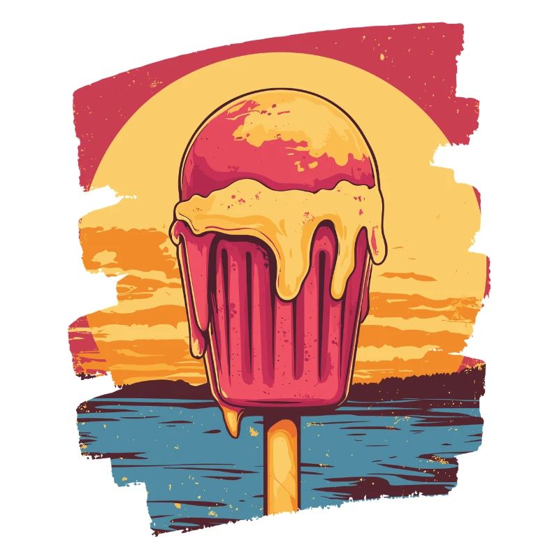 Glace et boule de glace coucher de soleil d’été
