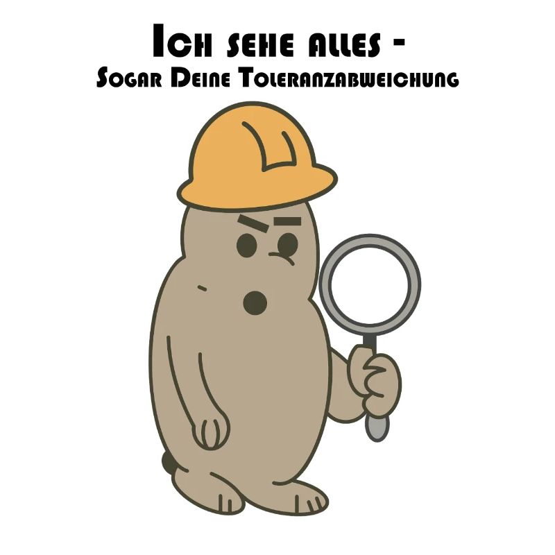 Qualitätssicherung, QM Held mit Helm & Lupe