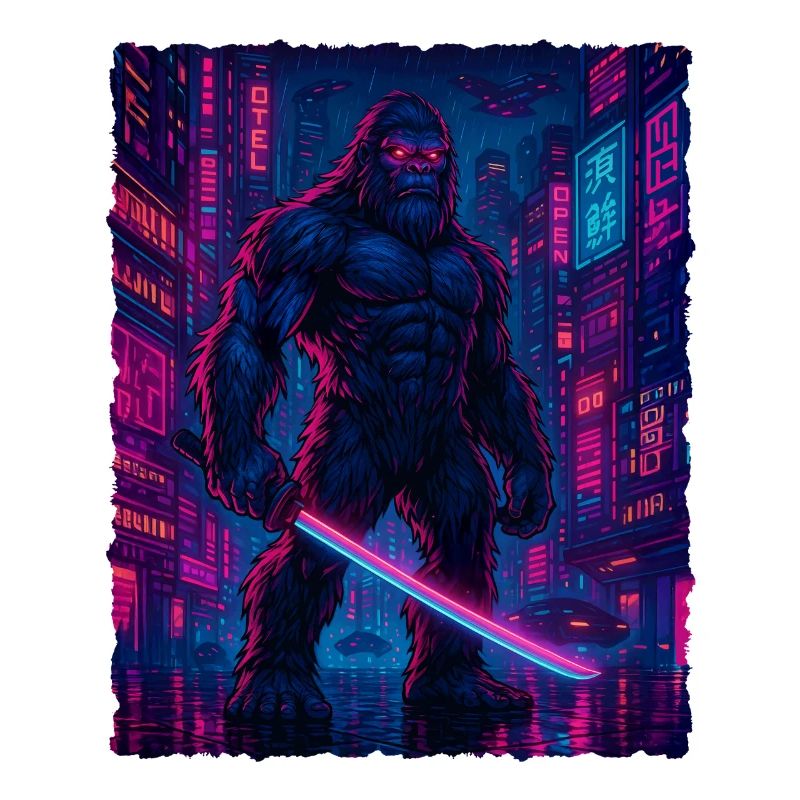 Cyberpunk Bigfoot Kryptid Tech Sasquatch Yeti