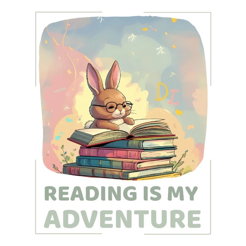 Rabbit reading with adventure style