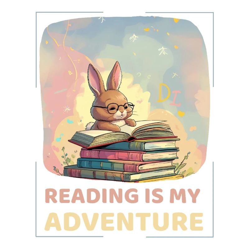 Rabbit reading with adventure style