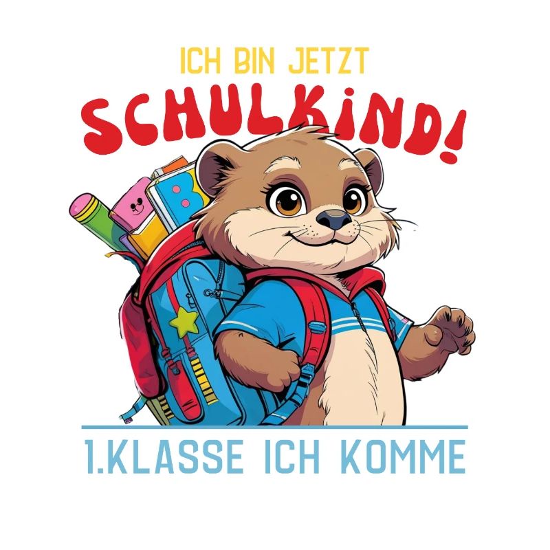 Back to school otter with school backpack