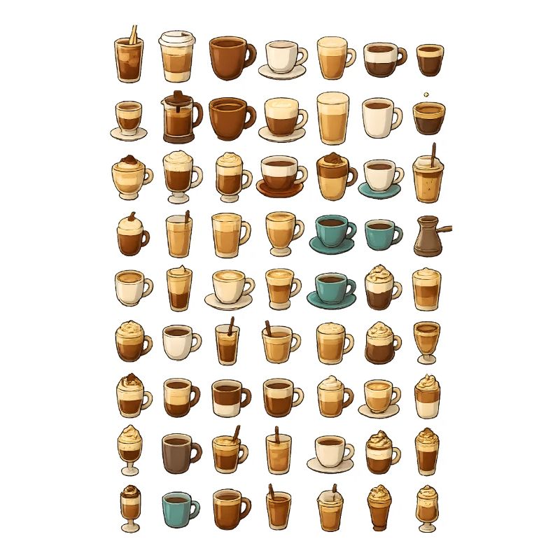 Various coffee drinks illustration