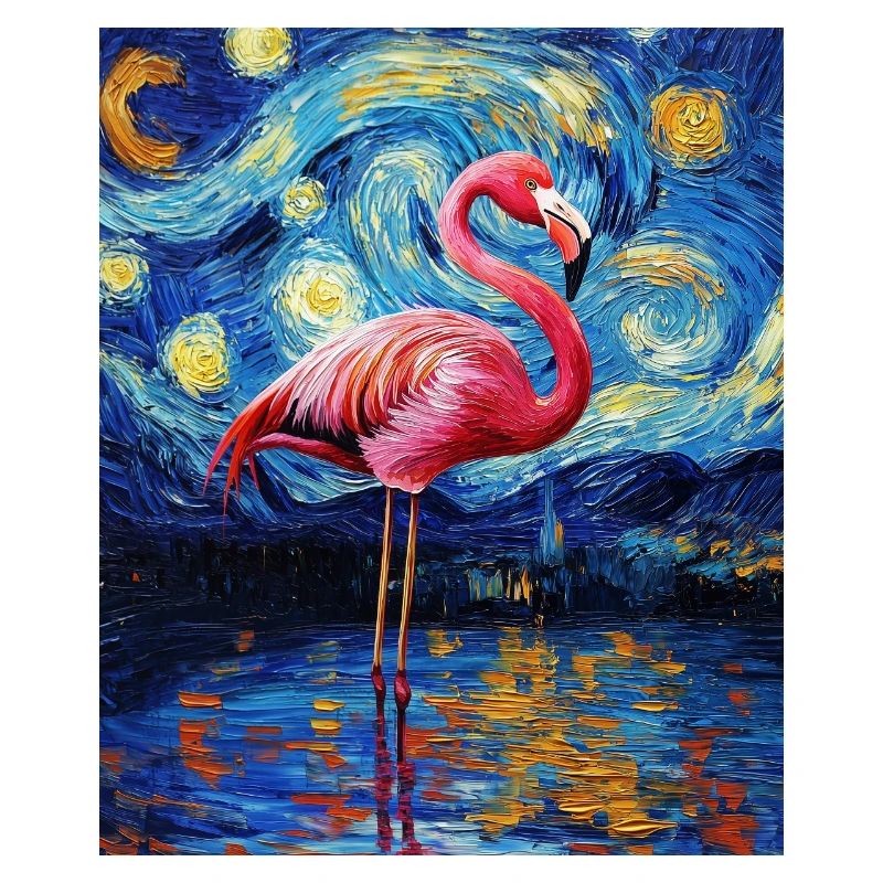 Flamingo Van Gogh Style Starry Night