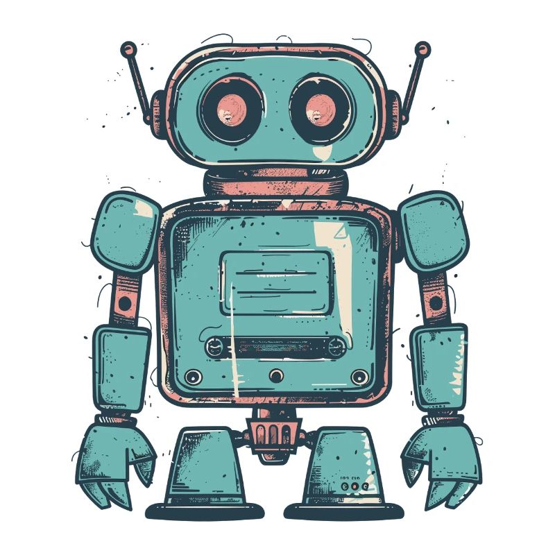 Dessin de robot sarcelle rétro