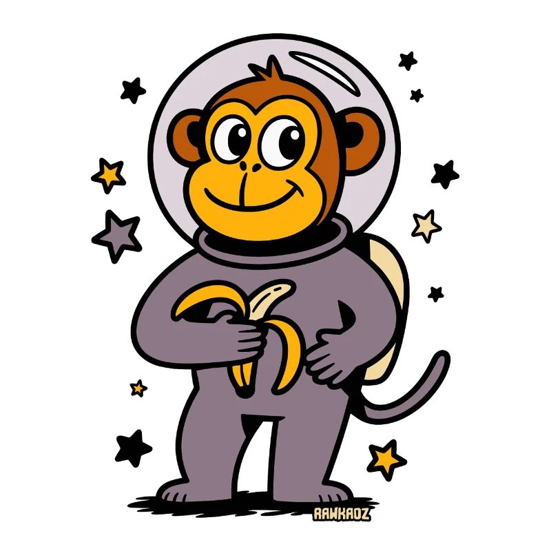 Fusées singe astronaute avec banane