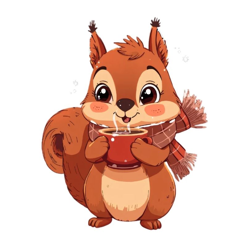Winter Squirrel with Mug