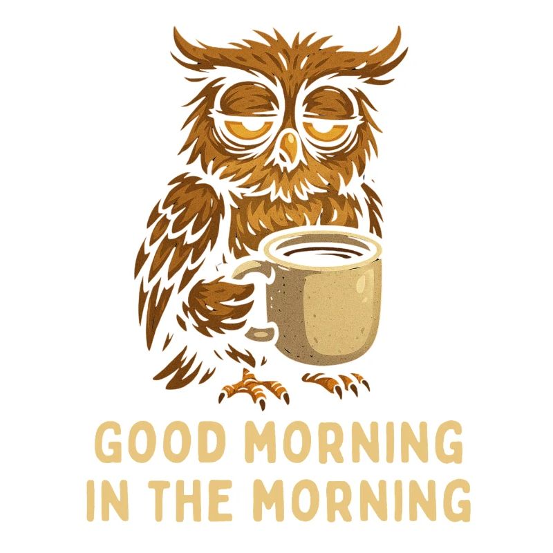 Schlafmütze Eule mit Kaffee