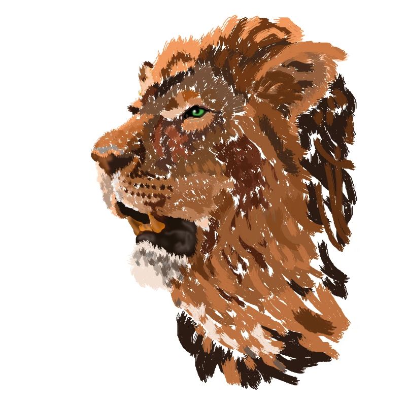 Lion head in brush style