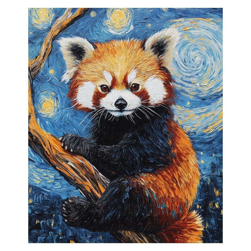Roter Panda Bär Van Gogh Style Starry Night