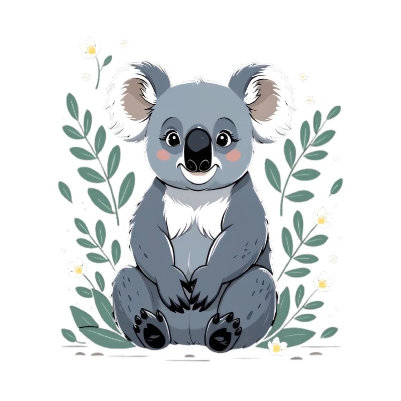 Small koala in a leaf frame