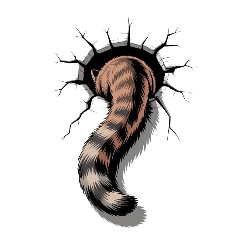 La queue de chat semble sortir du trou photo de chat drôle