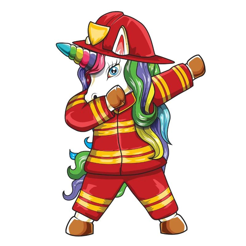 Dabbing Unicorn Firefighter Dad First Responder Gi