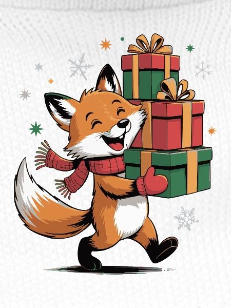 Fuchs mit Weihnachtsgeschenken