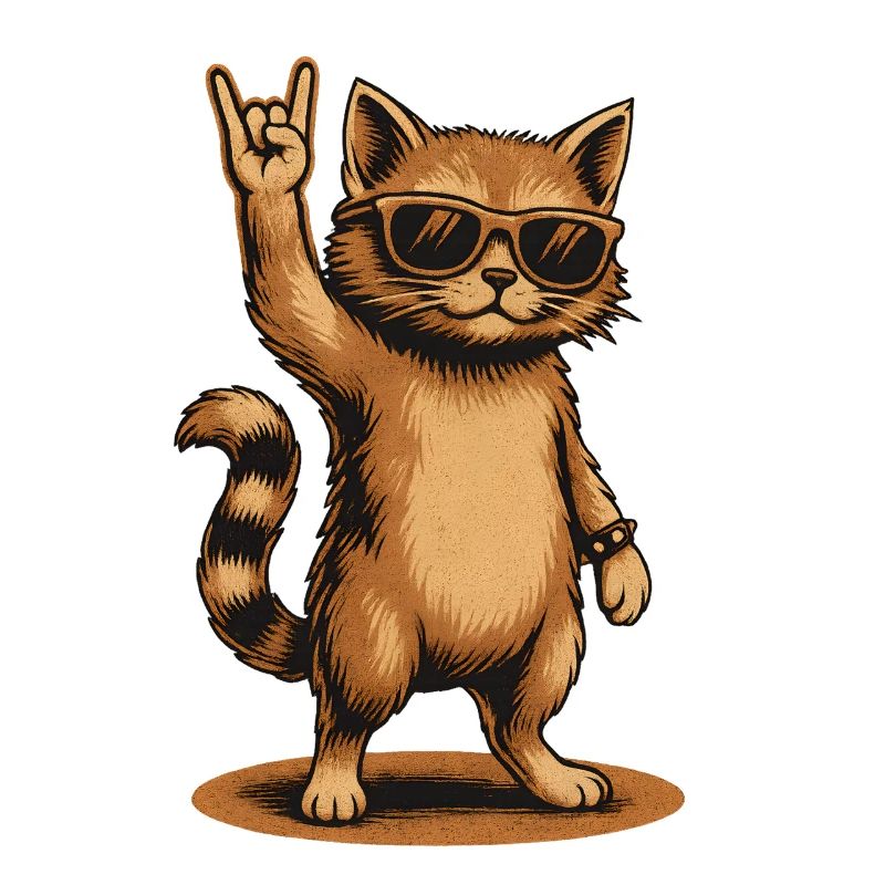 Chat de pierre Chat avec lunettes de soleil Signe de main