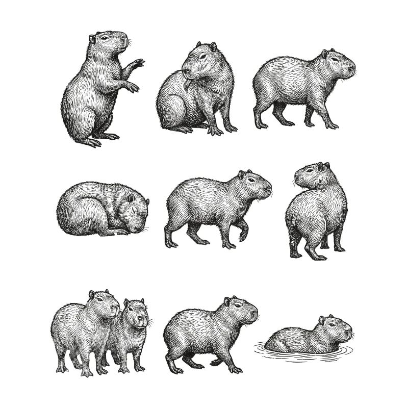 Silhouettes de capybara dans la conception forestière