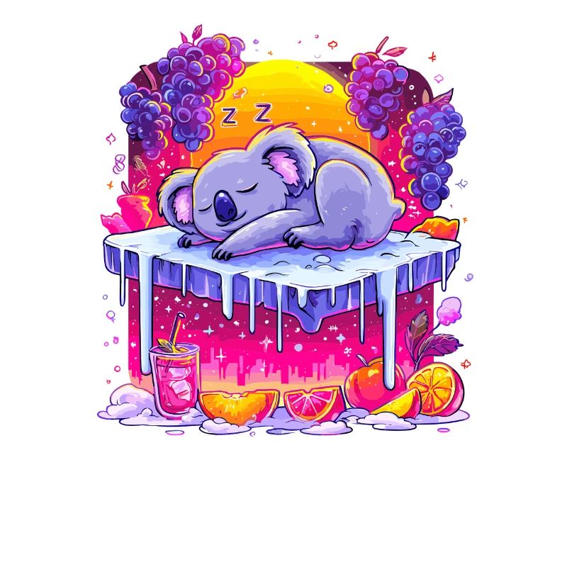 Schlafender Koala auf Neon Eiscreme