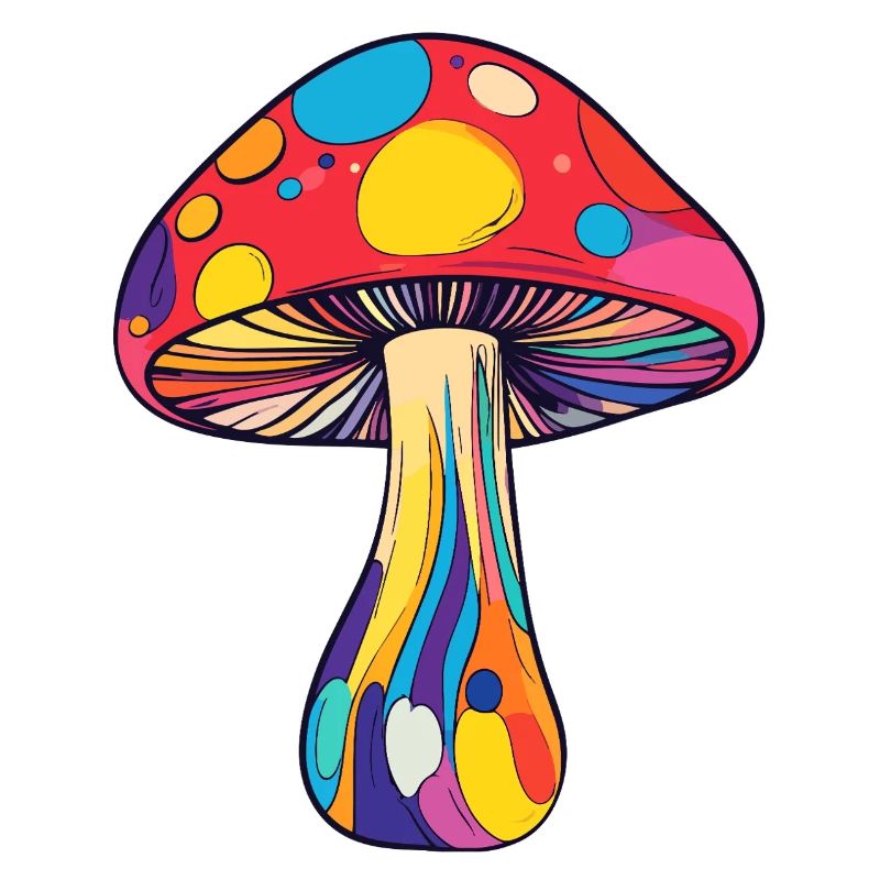 Colorful Toadstool Psychedelic Rainbow Mushroom