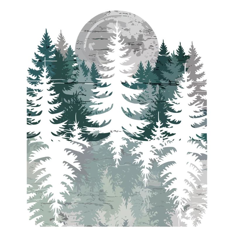 Night Forest Silhouette with Moon