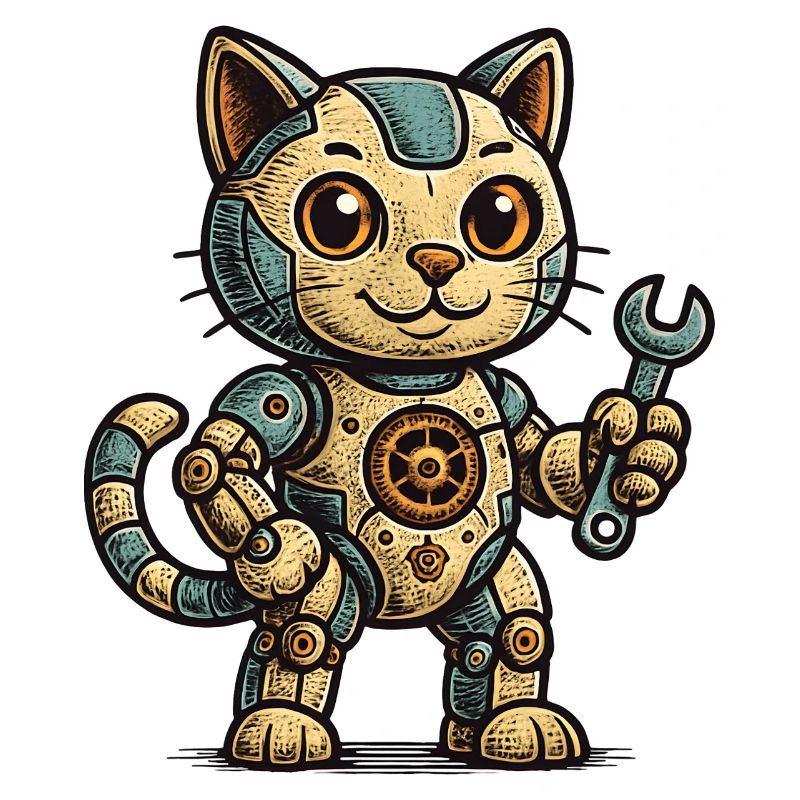 Steampunk-Katze Schrauberheld