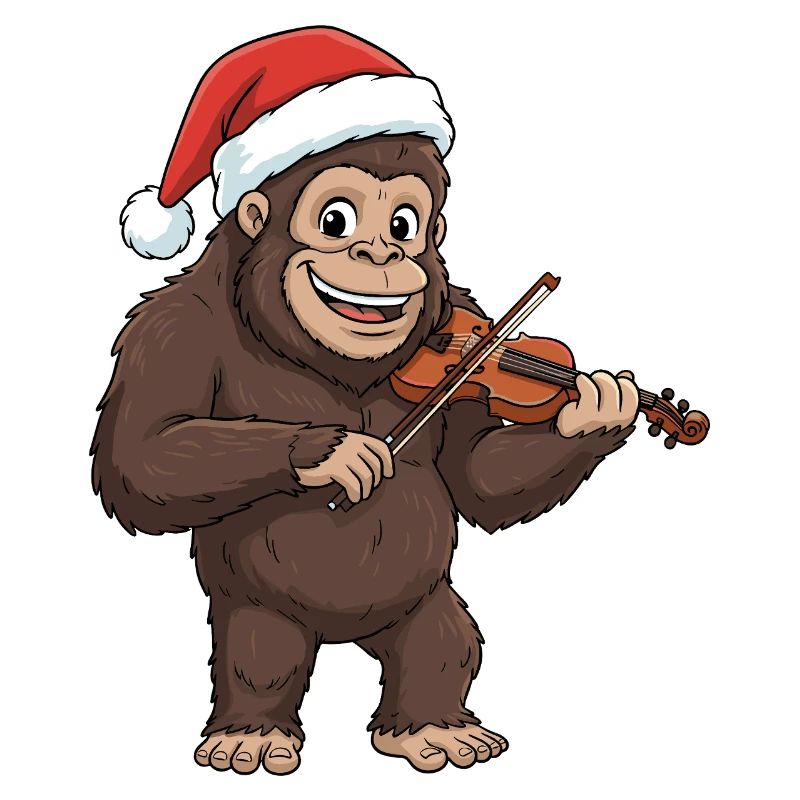 Bigfoot Sasquatch de Noël jouant du violon