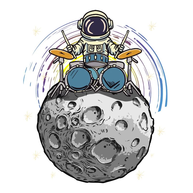 Space drummer on the moon