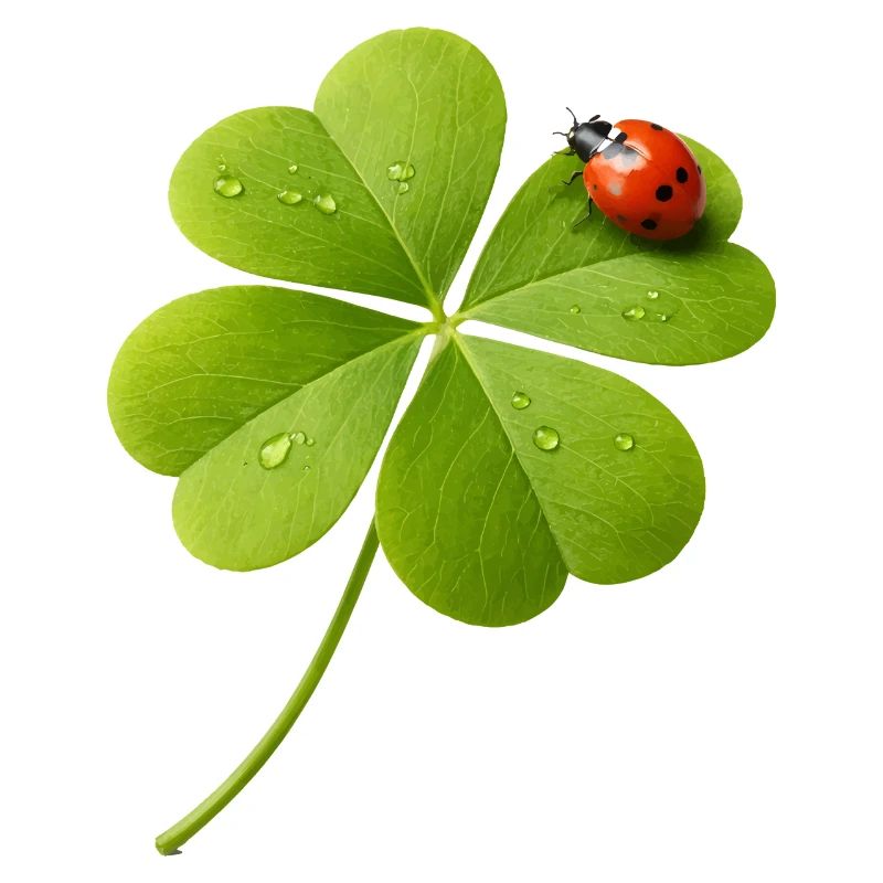 Four-leaf clover with ladybug