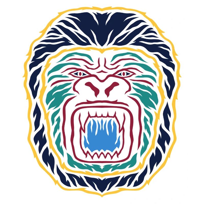 Neon Gorilla Emblem: Colorful Face