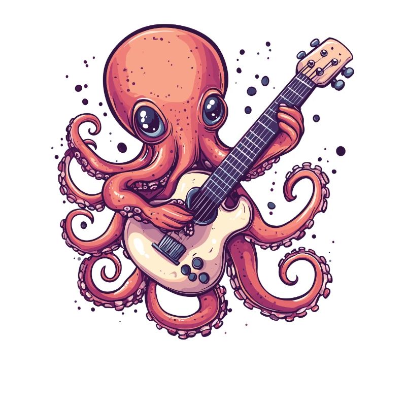 Octopus with guitar
