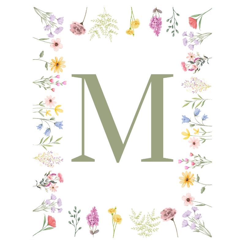 Initiale M Blumen Monogramm