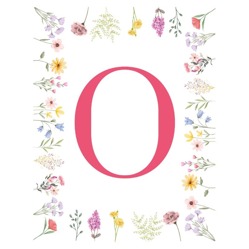 Florale Initialen "O", Buchstaben Monogramm 