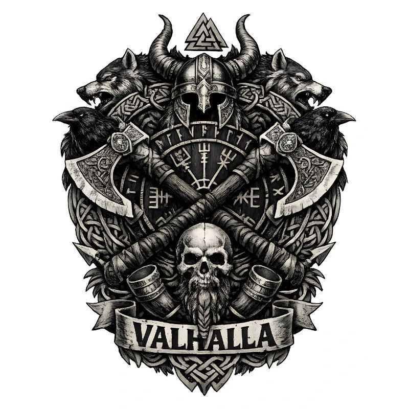 Valhalla-Schädel-Wikingerwappen