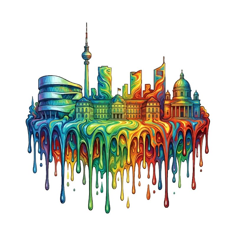 Stuttgart with colourful gradient