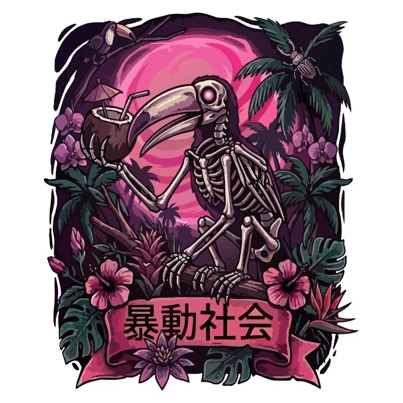 Neon Jungle Skeleton Parrot