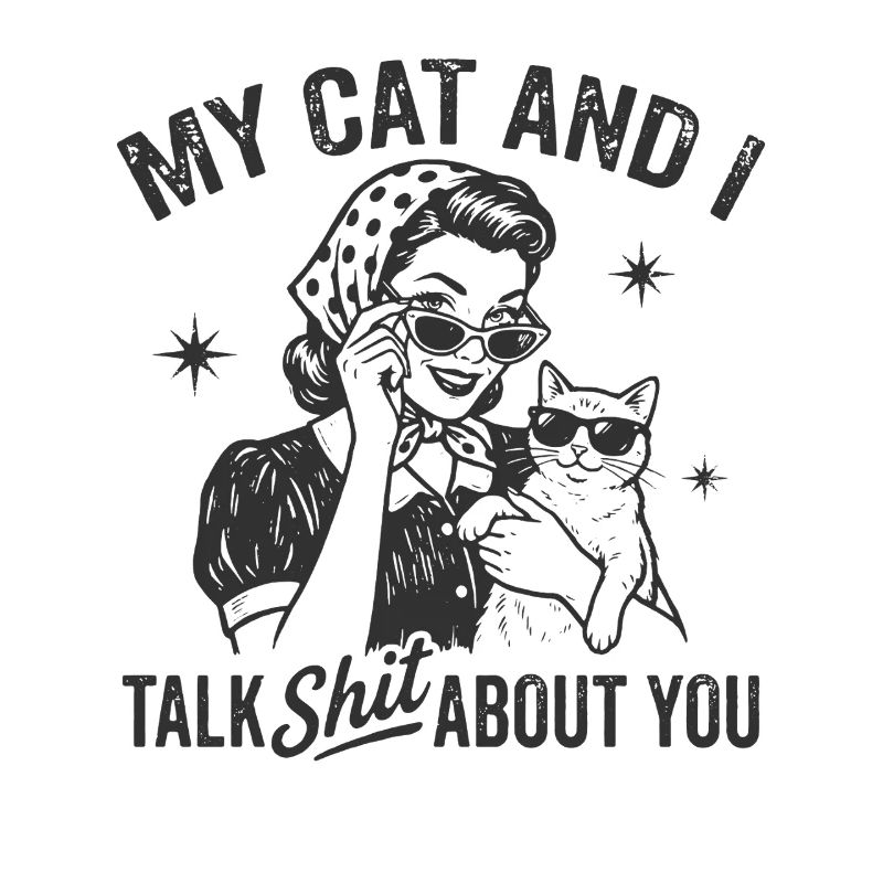 Katzengespräch im Retrostil Lästern Geschenk