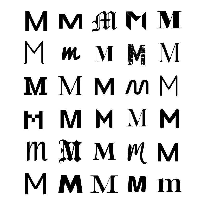Typography M monogram letter mosaic design
