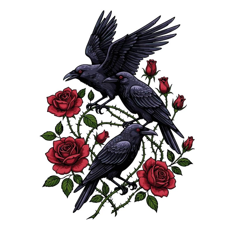 Crows and Red Roses - Gothic Aesthetic