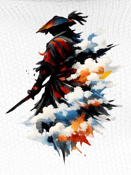 Wasserfarbener Samurai Nebel