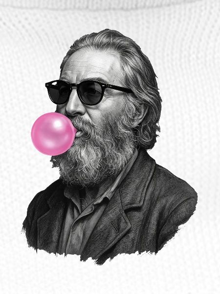 Walt Whitman mit Pinker Bubble