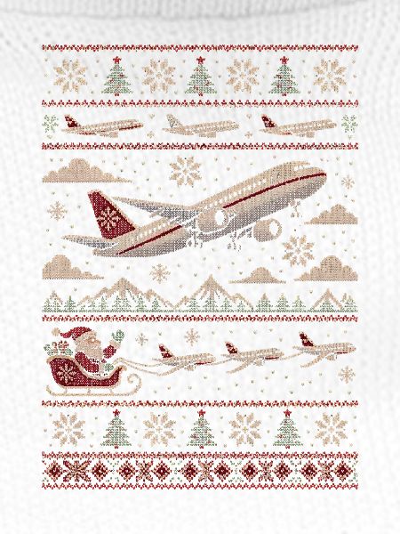 Weihnachtspullover mit Flugzeugmotiv