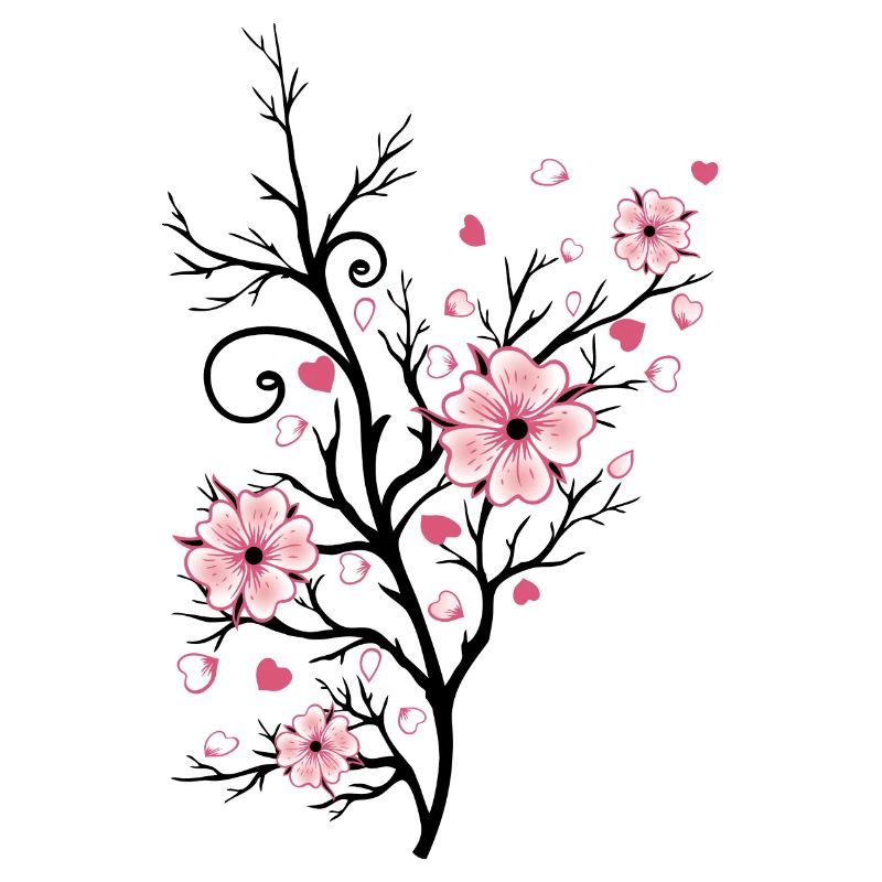 Cherry Tree Cherry Blossoms with Hearts Sakura Spring