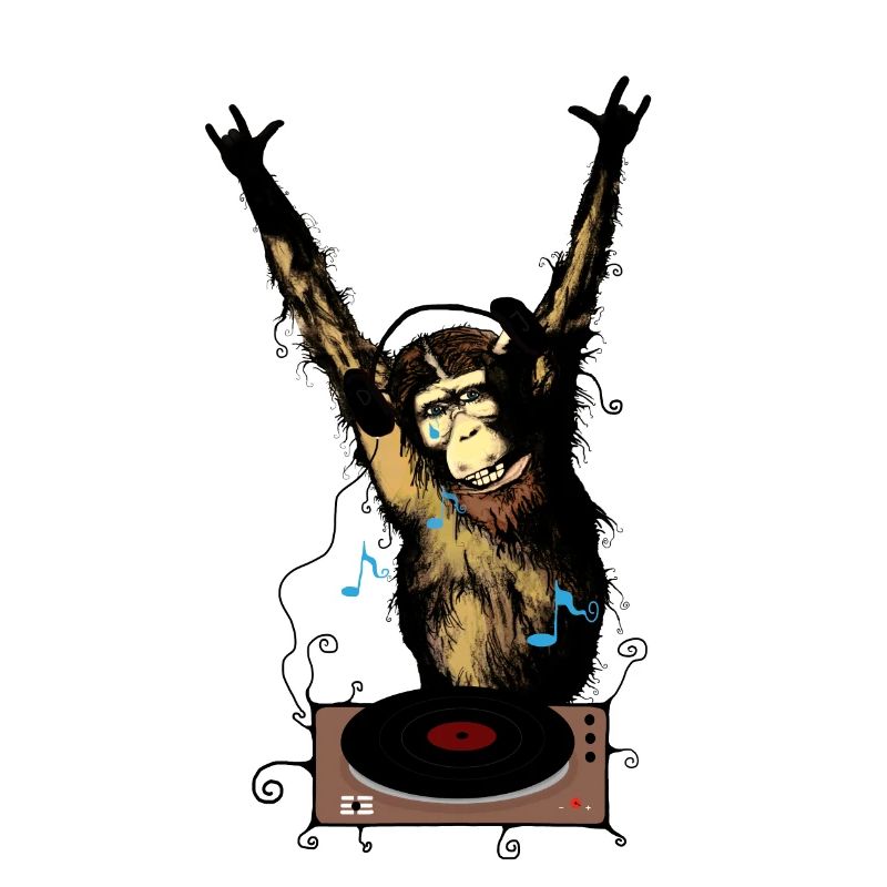 Humorous monkey with DJ gear